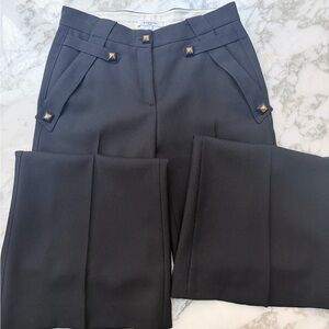 Vintage Givenchy Navy Wool Gabardine wide leg Trousers